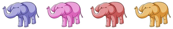 Geïsoleerde afbeelding van olifant in verschillende kleuren — Stockvector
