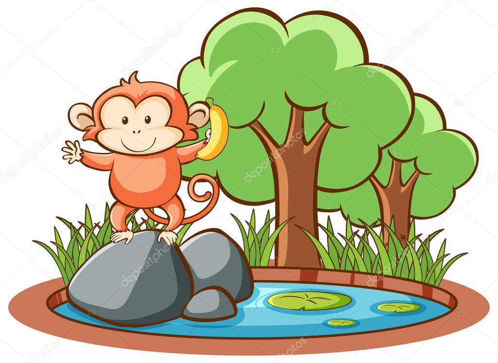 Isolated Picture Of Cute Monkey Illustration Premium Vector In Adobe Illustrator Ai Ai Format Encapsulated Postscript Eps Eps Format