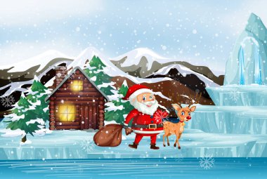 Noel Baba ve ren geyiği sahnesi