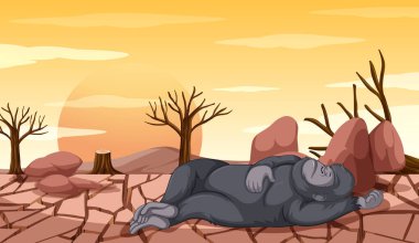 Ölmekte olan maymun ile ormansızlaşma sahnesi