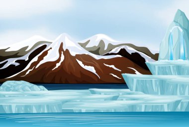 Dağlarda karlı bir manzara