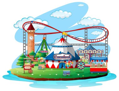 İzole arka plan üzerinde Eğlenceli adil tema parkı