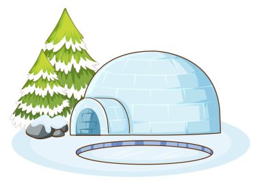 Igloo ile kış sahnesi