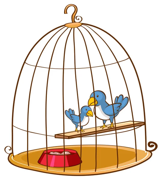 檻の中の青い鳥二羽 — ストックベクタ