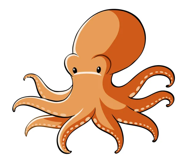 Orange octopus on white background — Stock Vector