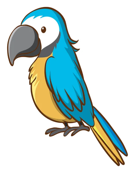 Modrý papoušek na bílém pozadí — Stockový vektor