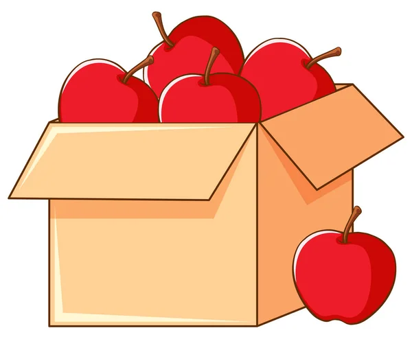 Caja de manzanas rojas sobre fondo blanco — Archivo Imágenes Vectoriales