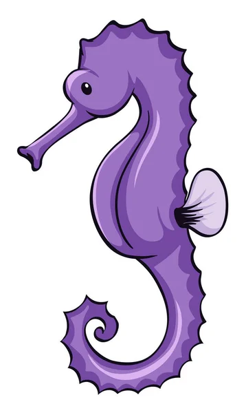 Caballo de mar púrpura sobre fondo blanco — Vector de stock