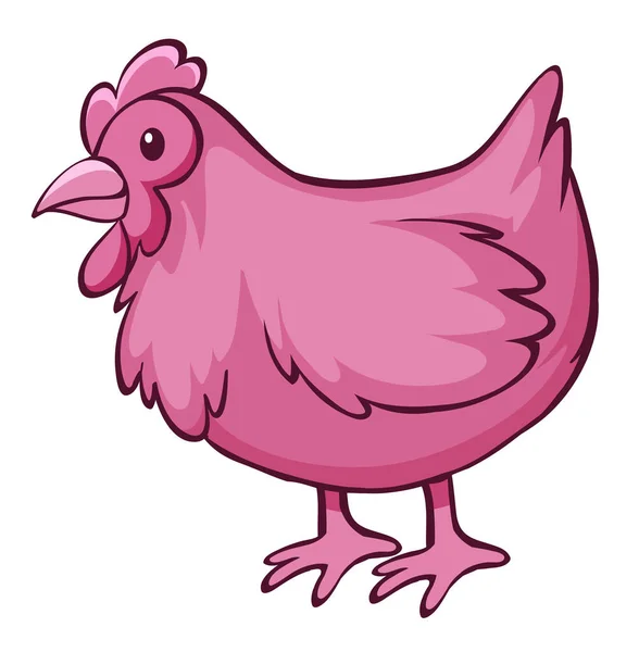 Pink chicken on white background — Stock Vector