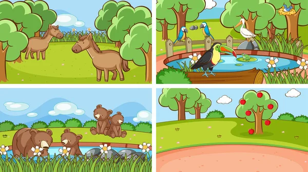 Background scenes of animals in the wild — 스톡 벡터