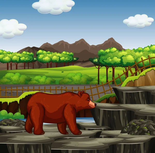 Scène avec grizzli dans le zoo — Image vectorielle