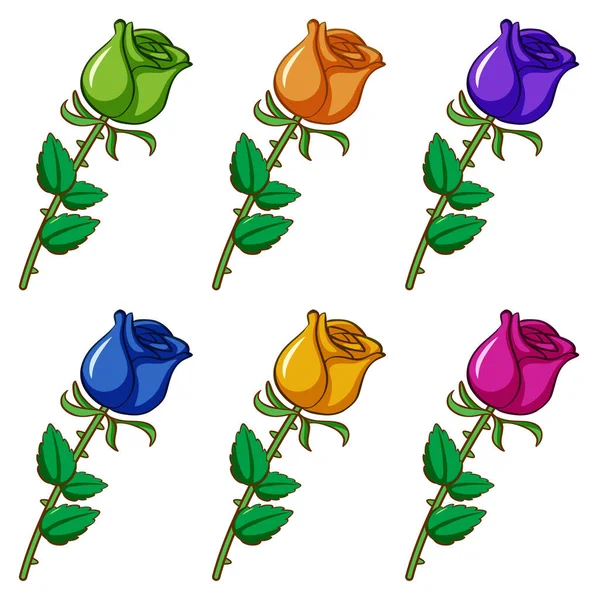 Ensemble isolé de fleurs de différentes couleurs — Image vectorielle