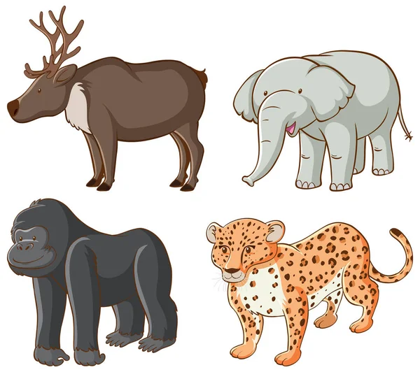 Imagen aislada de diferentes animales — Vector de stock