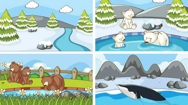 Escenas de fondo de animales en la naturaleza — Vector de stock