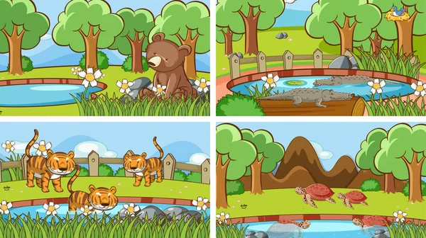 Background scenes of animals in the wild — 스톡 벡터
