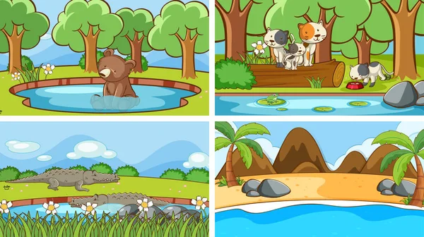 Background scenes of animals in the wild — Stock Vector