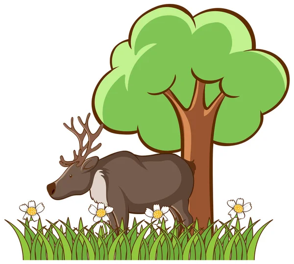 Isolated picture of deer in garden — Stock Vector