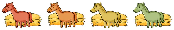 Paarden in vier verschillende kleuren — Stockvector