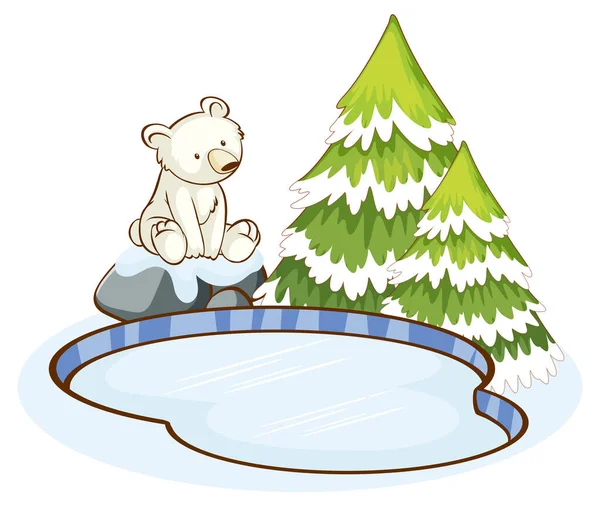 池塘边的小北极熊 — 图库矢量图片