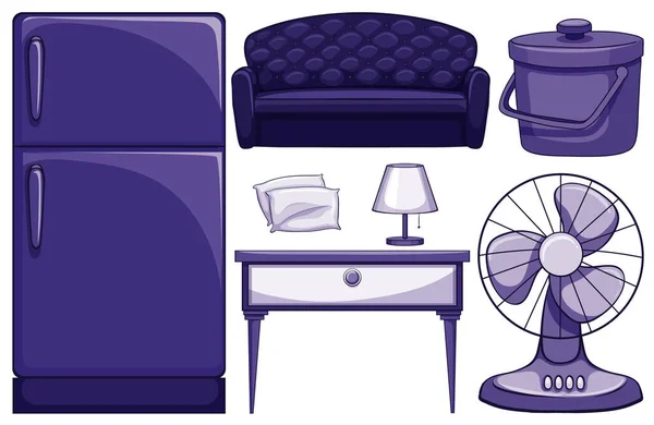 Huishoudelijke meubels in blauw — Stockvector