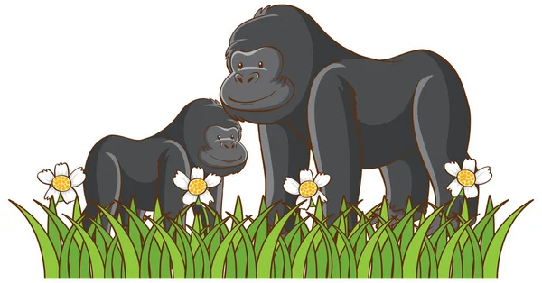 Isoliertes Bild von Gorillas im Park — Stockvektor