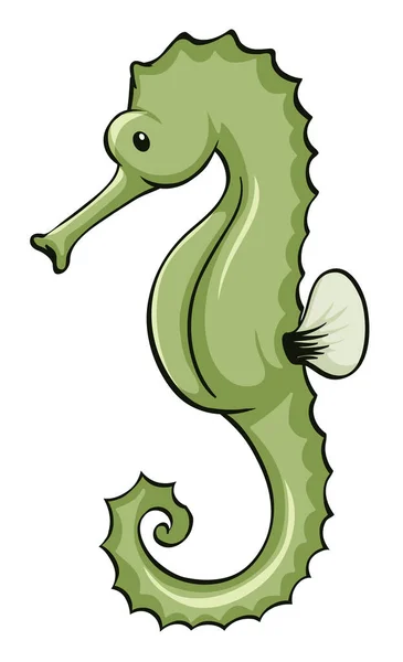 Green seahorse on white background — Stock Vector