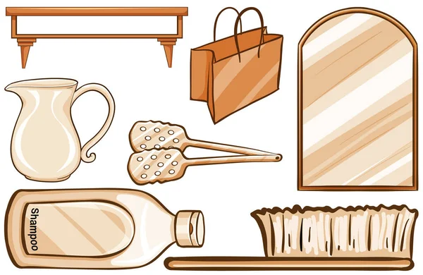 Household items in brown — Stock Vector