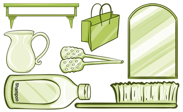 Huishoudelijke artikelen in groene kleur Rechtenvrije Stockvectors