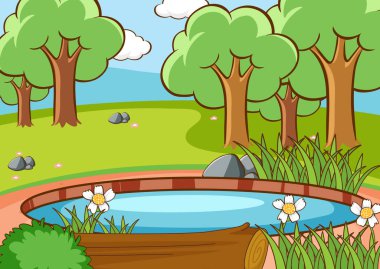 Ormandaki ağaçlı sahne