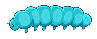 Beyaz arka planda mavi tırtıl