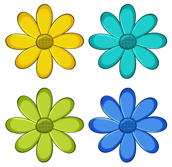 Ensemble isolé de fleurs — Image vectorielle