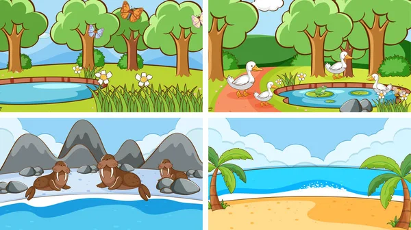 Background scenes of animals in the wild — Stock Vector