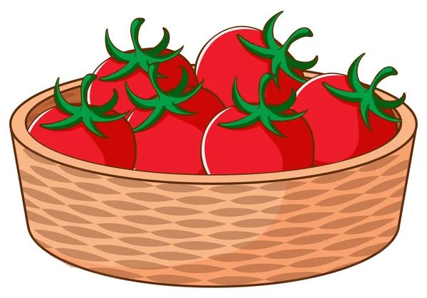 Korb mit Tomaten auf weißem Hintergrund — Stockvektor