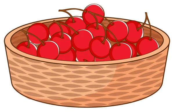 Panier de cerises sur fond blanc — Image vectorielle