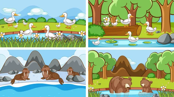 Background scenes of animals in the wild — 스톡 벡터