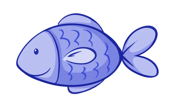 Blue fish on white background — Stock Vector