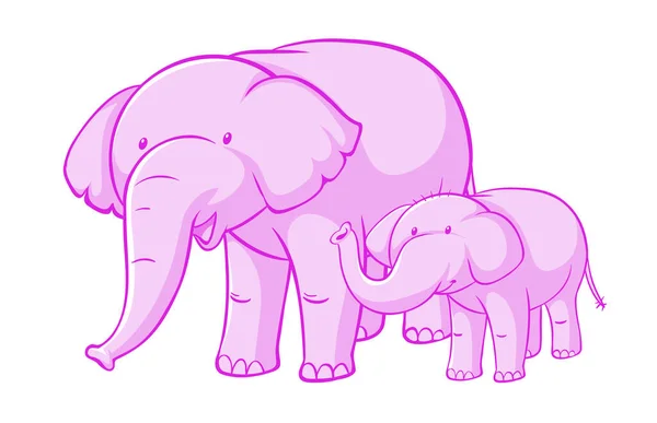 Elefantes cor-de-rosa no fundo branco — Vetor de Stock