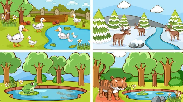 Background scenes of animals in the wild — 스톡 벡터