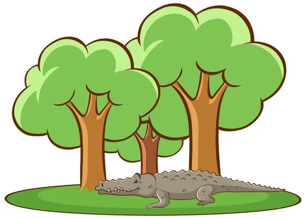 Crocodile in the forest — Stock Vector