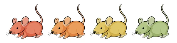 Rato em quatro cores diferentes — Vetor de Stock
