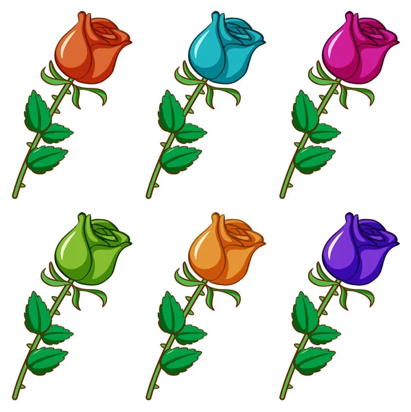 Ensemble isolé de fleurs de différentes couleurs — Image vectorielle