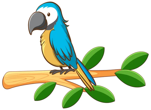 Blue parrot on the branch — Stock Vector