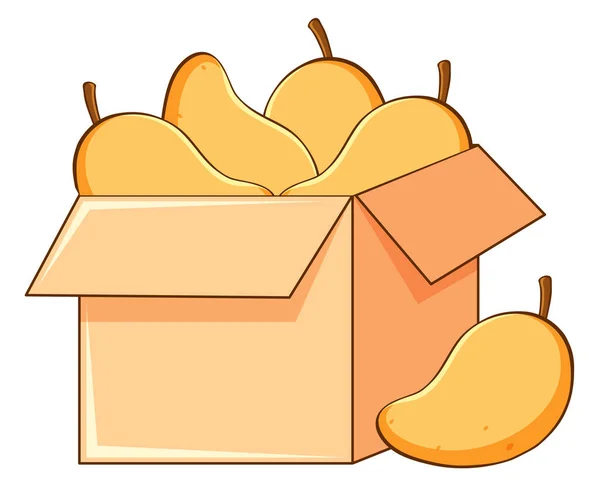 Box of mangoes on white background — ストックベクタ