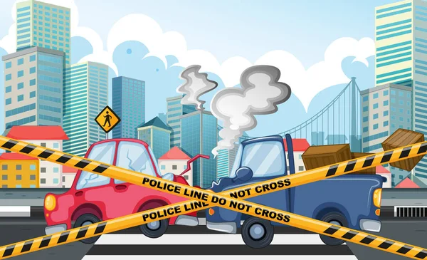 Scene with car accident in the city Royalty Free Stock Illustrations