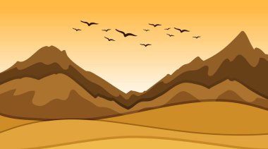 Kum ve tepeli arka plan sahnesi