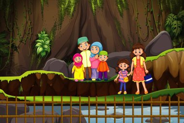 Dağda aile yürüyüşü sahnesi