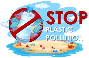 Plastik torba ve şişeler ile poster tasarımı