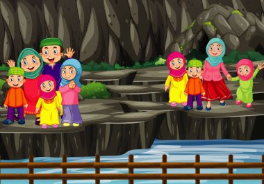 Kayalıklarda insanların olduğu sahne