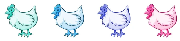 四色の鶏 — ストックベクタ