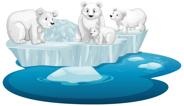 Isolated picture of polar bears on ice — 图库矢量图片